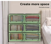 Storage Containers Stackable Lid Clothes Organiser Box 5 Side Open 28L Green