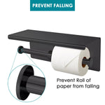 Toilet Paper Holder Double Roll Stainless Steel Hook Bathroom Rack Wall Black