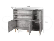 Levede Buffet Sideboard Storage Cabinet Timber Cupboard Antique Furniture Grey