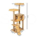 Pawz Cat Tree Scratching Post Scratcher Cats Tower Wood Condo Toys House 132cm