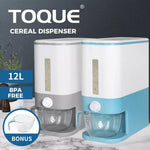 Toque Cereal Dispenser Grain Container Auto Rice Dry Pet  Storage Box 12L Grey