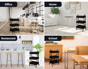 Levede 3 Tiers Kitchen Trolley Cart Steel Storage Rack Shelf Organiser Black