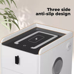 Levede Smart Bedside Table Wireless Charging LED Lights 2 Drawers Storage