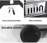 3in1 Pizza Oven Charcoal BBQ Grill Steel Smoker Outdoor Portable Barbecue Camp