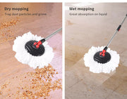 Cleanflo Spin Mop Bucket Set 360° Stainless Steel Rotating Wet Dry  Microfiber