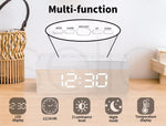 Alarm Clock Digital Led Mirror Desk Table Temperature Time Snooze USB Battery