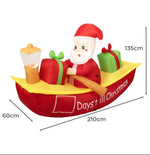 Santaco Christmas Inflatable Santa Clau Boat 2.1M Xmas Outdoor Decor LED Lights
