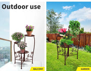 Plant Stand Outdoor Indoor Flower Pots Garden Metal Corner Shelf Wrought Iron