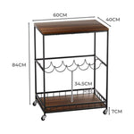 Levede Vintage Bar Cart Wooden Drinks Serving Trolley Mobile Wine Rack Party