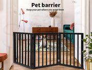 Pawz Wood Pet Gate Dog Fence Indoor Guard Safety Barrier Portable Security Black