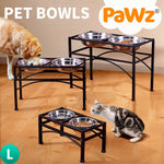 Pawz Dual Elevated Pet Dog Puppy Feeder Bowls Stainless Steel Food Water Stand