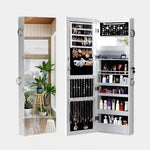 Levede Mirror Jewellery Cabinet Jewelry Box Wall Mounted Hang Over LED White