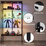Stacked Tempered Glass LED Display Cabinet Steel Collections With RGB Light