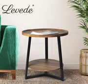Levede Side Table Coffee Bedside Tables Nightstand Storage Steel Legs 60cm Dia.