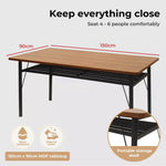 Levede Dining Table Storage Shelf Steel Kitchen Rustic Brown 4-6 Seater 150cm