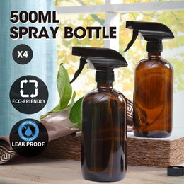 500ML Amber Glass Trigger Spray Bottle Essential Oil Aromatherapy Dispenser 4/6X