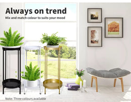 Levede 2 Tiers Plant Stand Outdoor Indoor Metal Flower Pots Rack Garden Shelf
