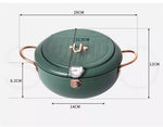 Toque Japanese Deep Frying Pot Thermometer Non-stick Tempura Pan 20cm Green