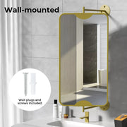 Yezi Bathroom Mirror Cabinet 360° Swivel Wall Mirrors Double-side Gold Rectangle