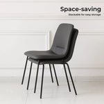 Levede Stackable Dining Chairs Kitchen Lounge Chair PU Leather Grey Set of 4