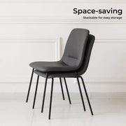 Levede Stackable Dining Chairs Kitchen Lounge Chair PU Leather Grey Set of 4