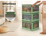 Storage Container Stackable Plastic Organiser Box Foldable 5 Side Open Lid Wheel