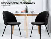 Levede 2x Dining Chairs Kitchen Cafe Lounge Chair Sofa Upholstered Velvet Black