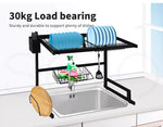 Toque Dish Rack Over Sink Drying Drainer 2 Tier Plate Cup Organizer Steel 65CM
