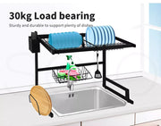Toque Dish Rack Over Sink Drying Drainer 2 Tier Plate Cup Organizer Steel 65CM