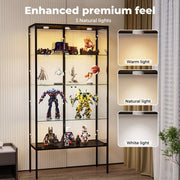 Stacked Tempered Glass LED Display Cabinet Steel Collections With RGB Light
