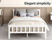 Levede Wooden Bed Frame Queen Double Single Mattress Base Solid Pine White
