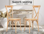 Levede 2X Dining Chairs Cross Back Chair Wood Mid Century Rattan Cane Furniture