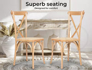 Levede 2X Dining Chairs Cross Back Chair Wood Mid Century Rattan Cane Furniture