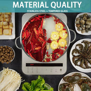 Toque 34cm Stainless Steel Twin Mandarin Duck Hot Pot Induction Cooker No Lid