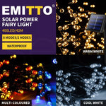 Emitto 42M 400LED String Solar Powered Fairy Lights Garden Christmas Outdoor.