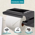 Toilet Paper Holder Roll Bath Tissue Storage Hook Rack 304 Stainless Steel Black