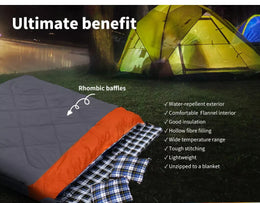 Mountview Double Sleeping Bag Bags Outdoor Camping Hiking Pillow -10℃ Thermal