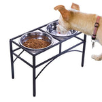 Pawz Dual Elevated Pet Dog Puppy Feeder Bowls Stainless Steel Food Water Stand