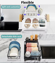 Toque Dish Drying Rack 2 Tier Detachable Drainboard Cutlery Drainer Black