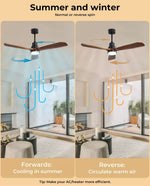 Spector 52'' Wood Ceiling Fan DC Motor with LED Light Remote Control 3 Blades