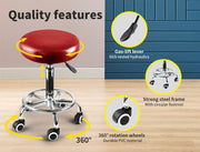 Levede Salon Stool Swivel Barber Stools Bar Chairs Lift Hairdressing Round Red