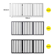 Pawz Wood Pet Gate Dog Fence Indoor Guard Safety Barrier Portable Security Grey