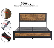 Levede Metal Bed Frame Double Mattress Base Platform Wooden 4 Storage Drawers
