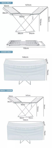 Levede Electric Heated Airer and Cover Clothes Dryer Heated Drying Rack Foldable