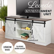 Levede TV Cabinet Entertainment Unit Stand Wooden Table Sliding Barn Door 150CM