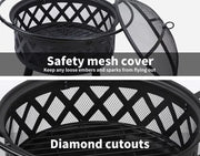 Moyasu Fire Pit BBQ Grill Fireplace Outdoor Portable Camping Heater Patio Garden