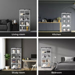 Stacked Display Cabinet Tempered Glass Show Case Floor Standing 4 Tier Shelves