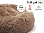 Pawz Pet Dog Calming Bed Warm Soft Plush Round  Comfy Sleeping 80cm Brown