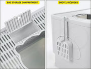 Pawz Foldable Cat Litter Box Tray Enclosed Kitty Toilet Hood Hair Grooming Grey