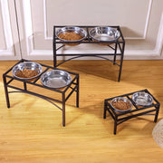 Pawz Dual Elevated Pet Dog Puppy Feeder Bowls Stainless Steel Food Water Stand